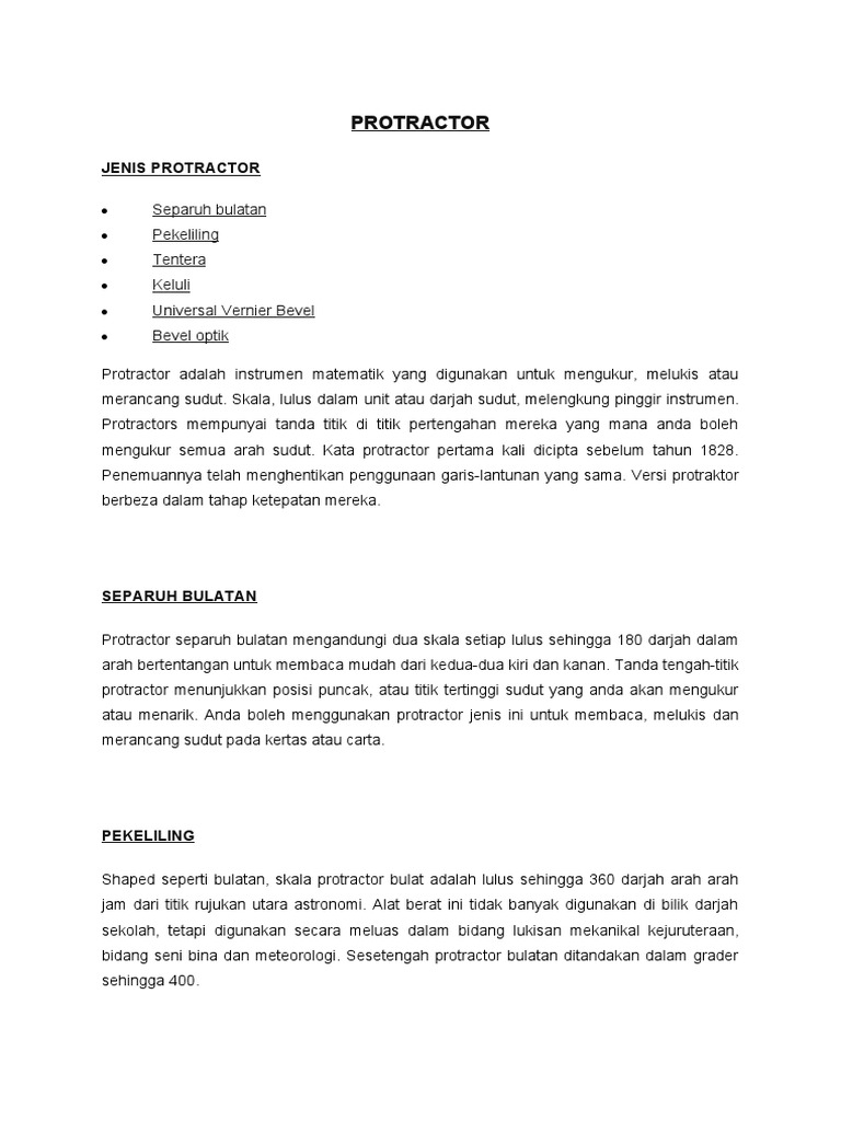 Jenis dan Fungsi Protractor | PDF