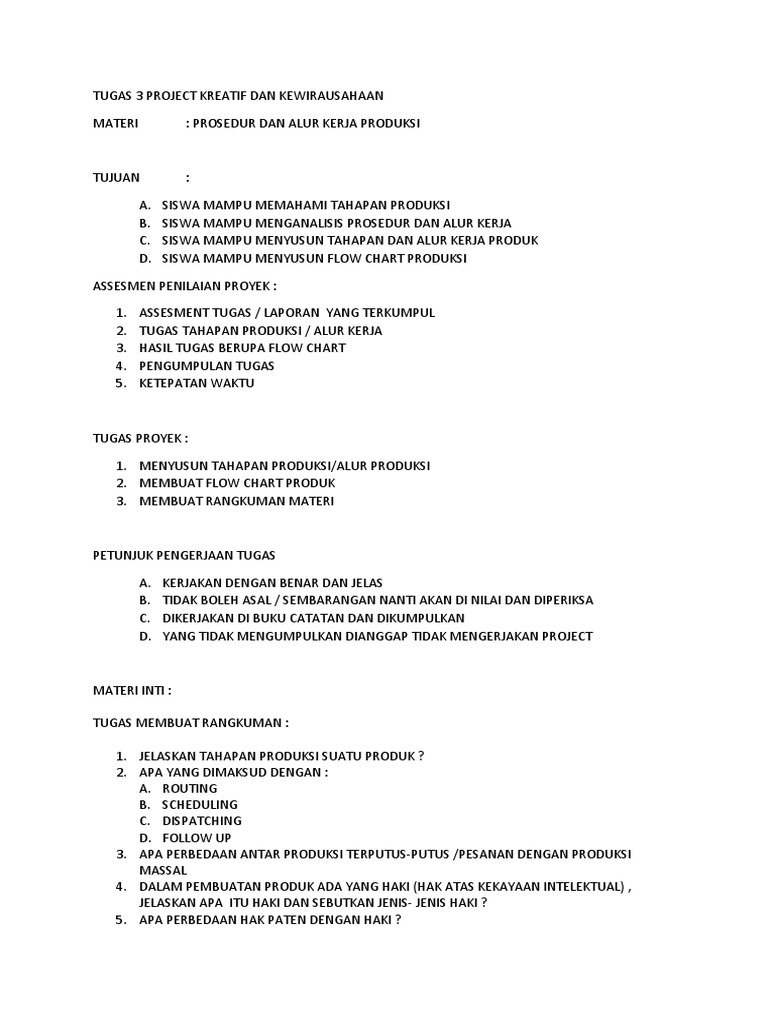 Tugas 3 Project Kreatif Dan Kewirausahaan | PDF