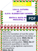 Quarter 3 Week 5 D2 Mathematics: Imelda G. Catuira MT1 Ilaya Elementary School Edith S. Mato Ph.D. Principal Ii