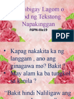 Pagbibigay Lagom O Buod NG Tekstong Napakinggan: F6Pn-Iiie19