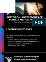 Historical Antecedents of Science and Technology: in The World and in The Philippines