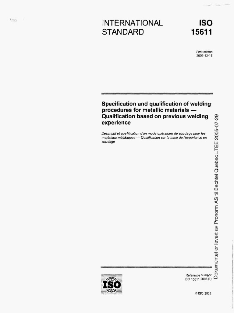 Iso 15611-2003 | PDF