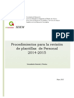 Procedimientos para La Revisión de Plantillas de Personal 2014-2015