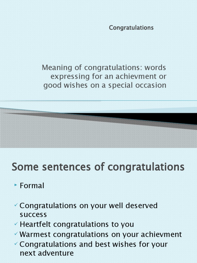 Understanding Congratulations Meaning | PDF | Language Arts ...