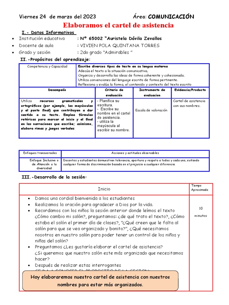 Cartel de Asistencia para Primaria | PDF | Evaluación | Salón de clases