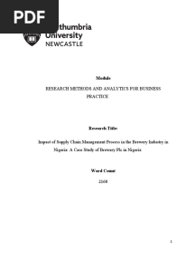 Research Proposal Supply Chain