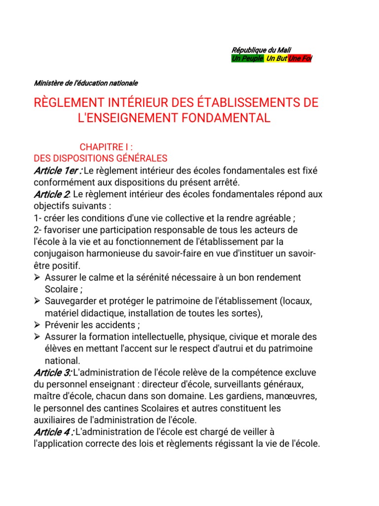 Règlement Intérieur | PDF