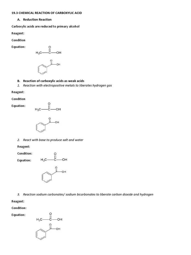 Carboxylic Acid Reactions Overview | PDF | Technology & Engineering