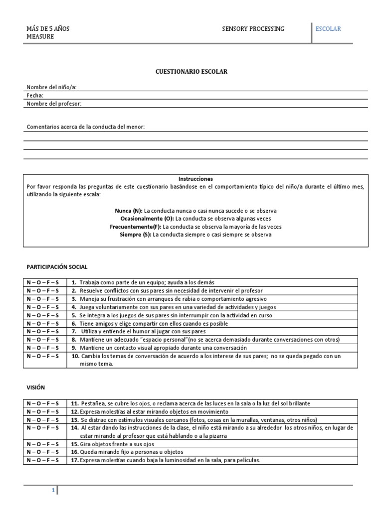 SPM Escolar mas de 5 años | PDF | Comportamiento