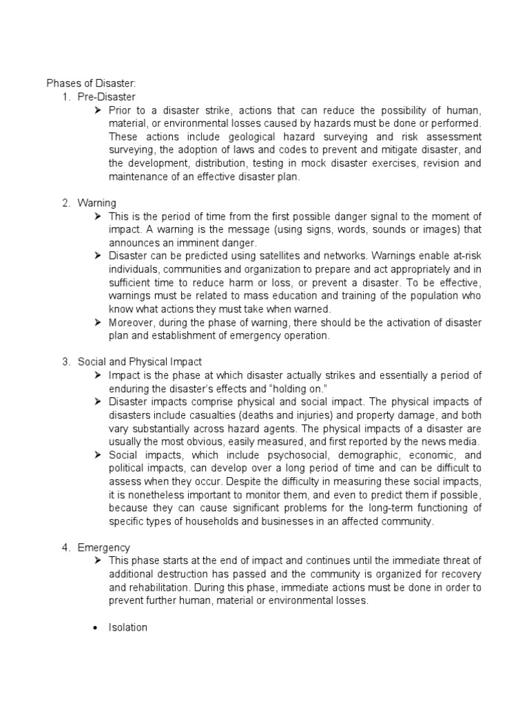 Phases of Disaster | PDF | Hazards | Emergency