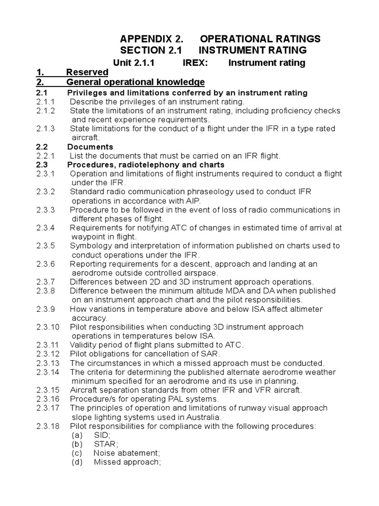 Appendix 2. Operational Ratings Section 2.1 Instrument Rating PDF