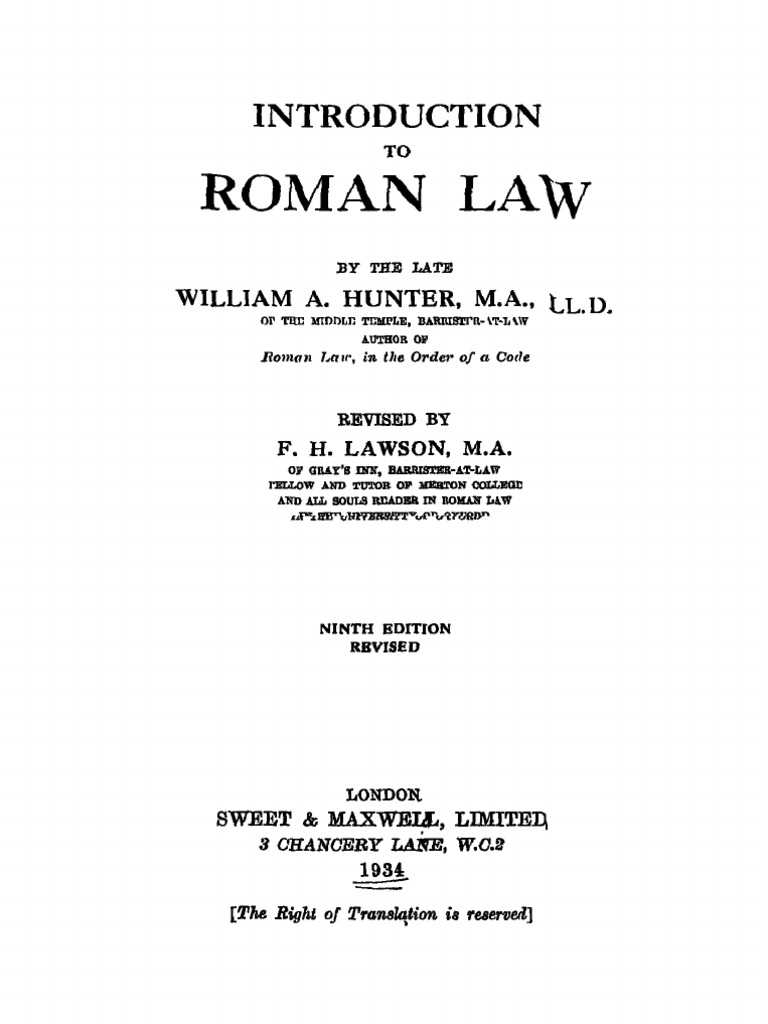 Introduction To Roman Law 11934 | PDF