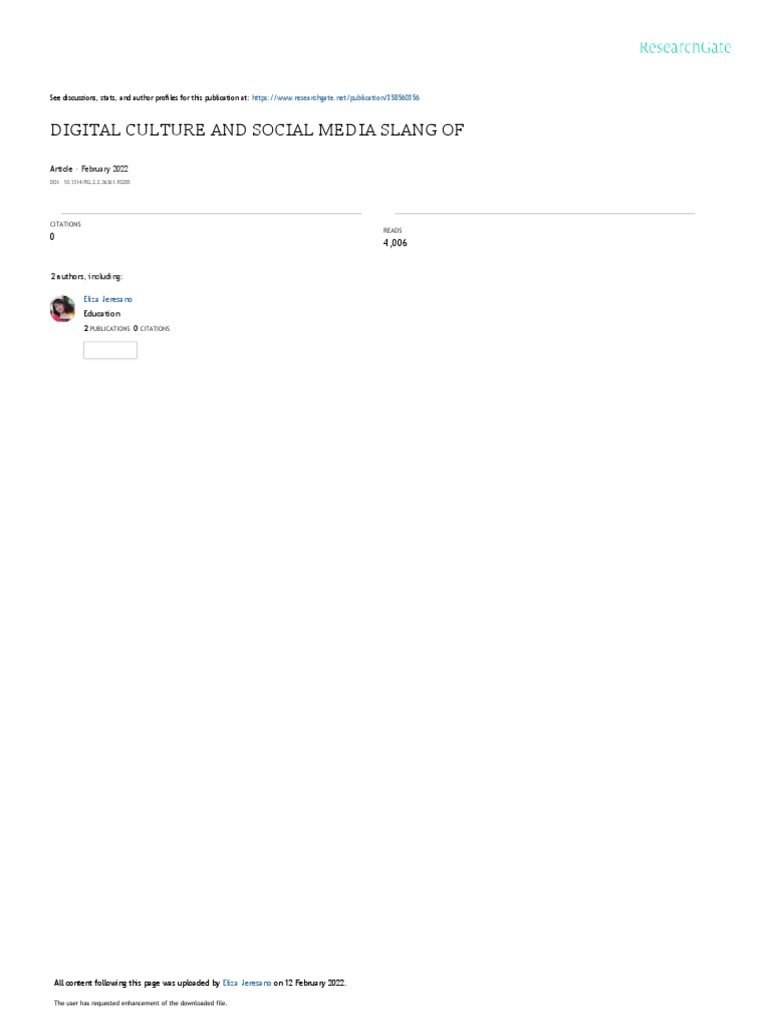 Gen Z Social Media Slang Analysis | PDF | Popular Culture & Media ...