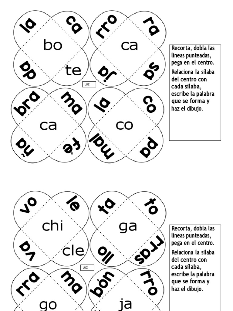 Sílabas para Recortar y Formar Palabras | PDF