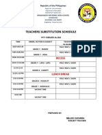 Teachers Substitution Schedule: Recess