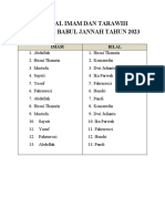 Jadwal Imam Dan Tarawih Mushola Babul Jannah Tahun 2023