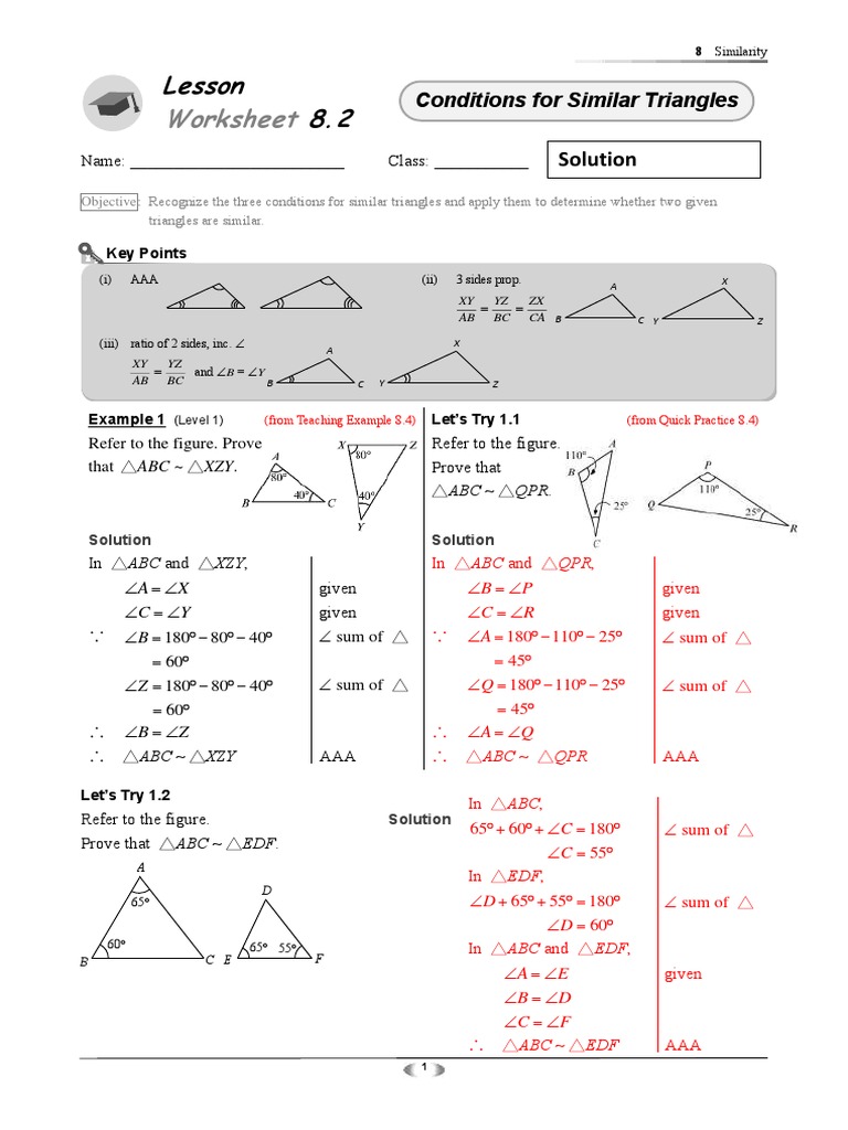 S.2 Chapter 8.2 Classwork Solution | PDF | Triangle Geometry ...