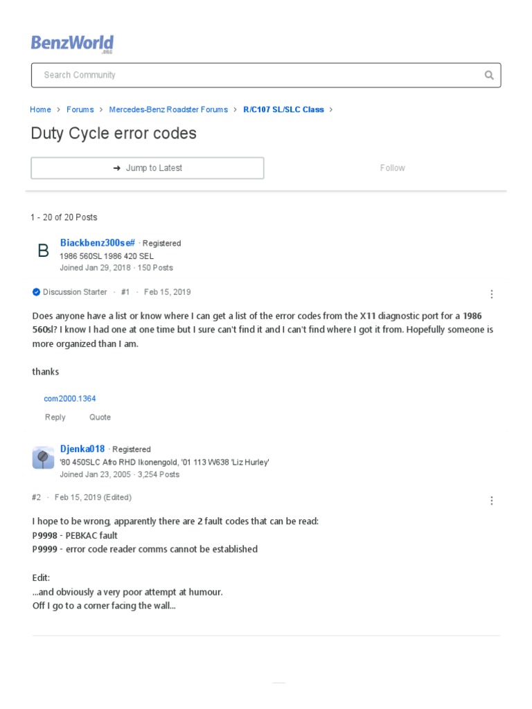 Duty Cycle Error Codes MercedesBenz Forum PDF Throttle Vehicle