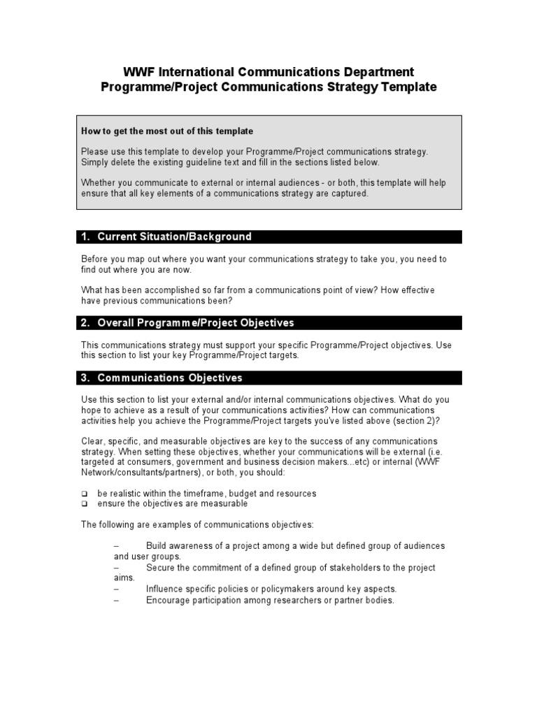 WWF Communications Strategy Template | PDF