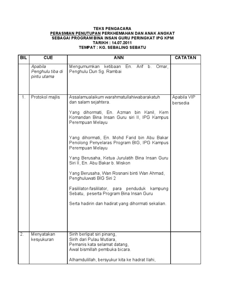 Teks Mc Penutupan Pdf