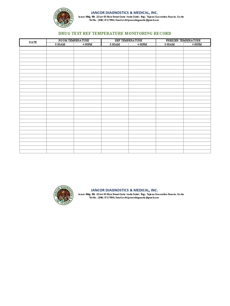 Monitoring Temperature Records for Drug Tests at Jancor Diagnostics