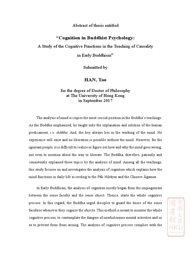Cognition In Buddhist Psychology A Study Of The Cognitive Functions