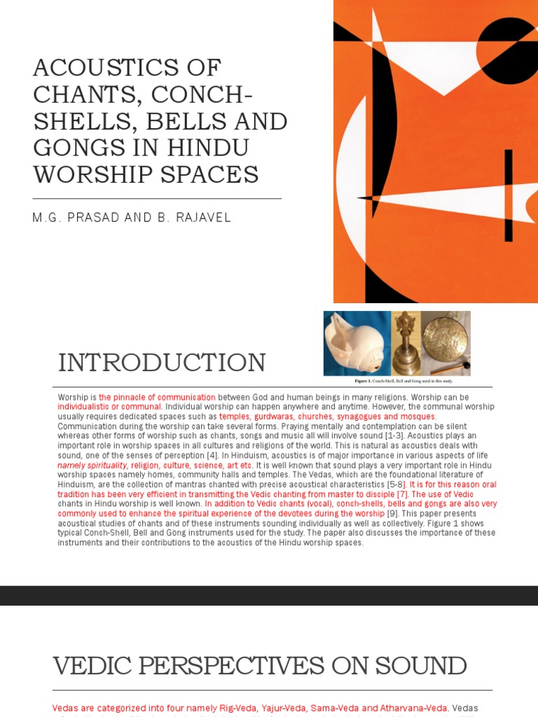 Acoustics of Chants, ConchShells, Bells and Gongs in Hindu Worship