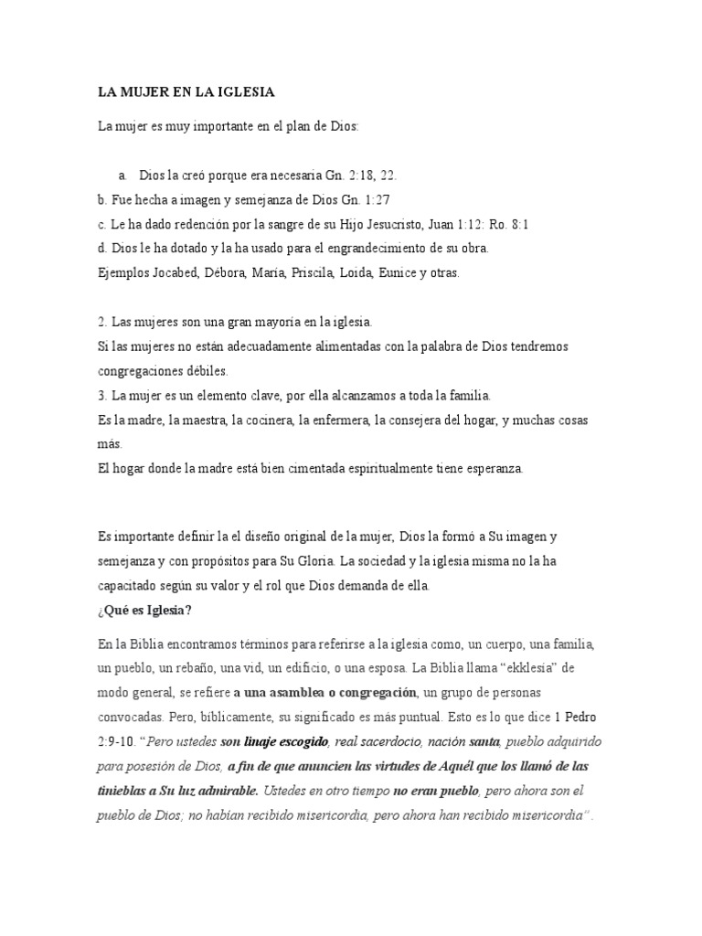 La Mujer en el Plan de Dios | PDF | Cristo (título) | Iglesia cristiana