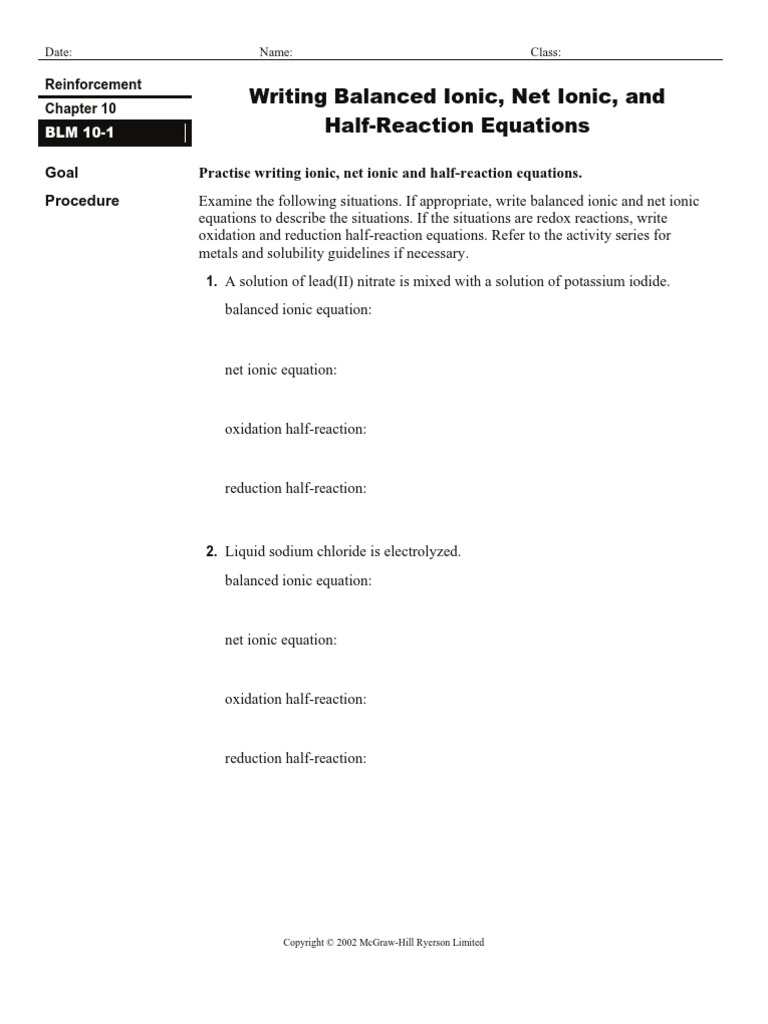 Net Ionic and Half Reactions 4u1 | PDF