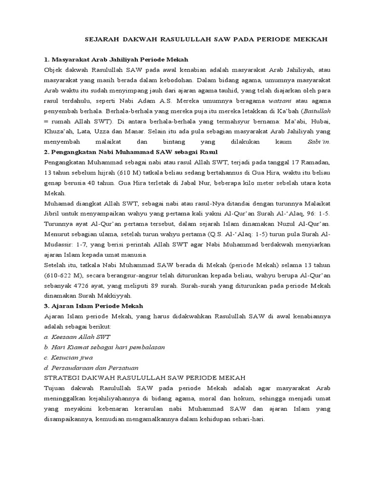Sejarah Dakwah Rasulullah di Mekah | PDF
