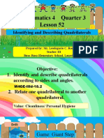 Mathematics 4 Quarter 3 Lesson 52: Identifying and Describing Quadrilaterals