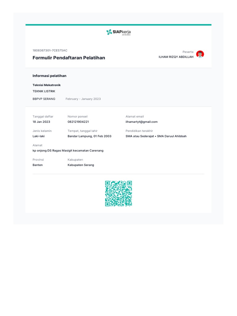 Training Registration Form | PDF