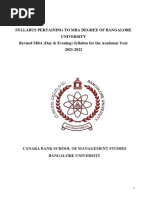 Syllabus Pertaining To Mba Degree of Bangalore University Revised MBA (Day & Evening) Syllabus For The Academic Year 2021-2022