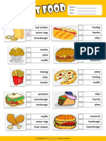 Fast Food Esl Vocabulary Multiple Choice Worksheet For Kids