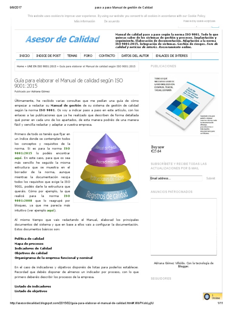 Paso A Paso Manual de Gestión de Calidad | PDF | Sistema de manejo de ...