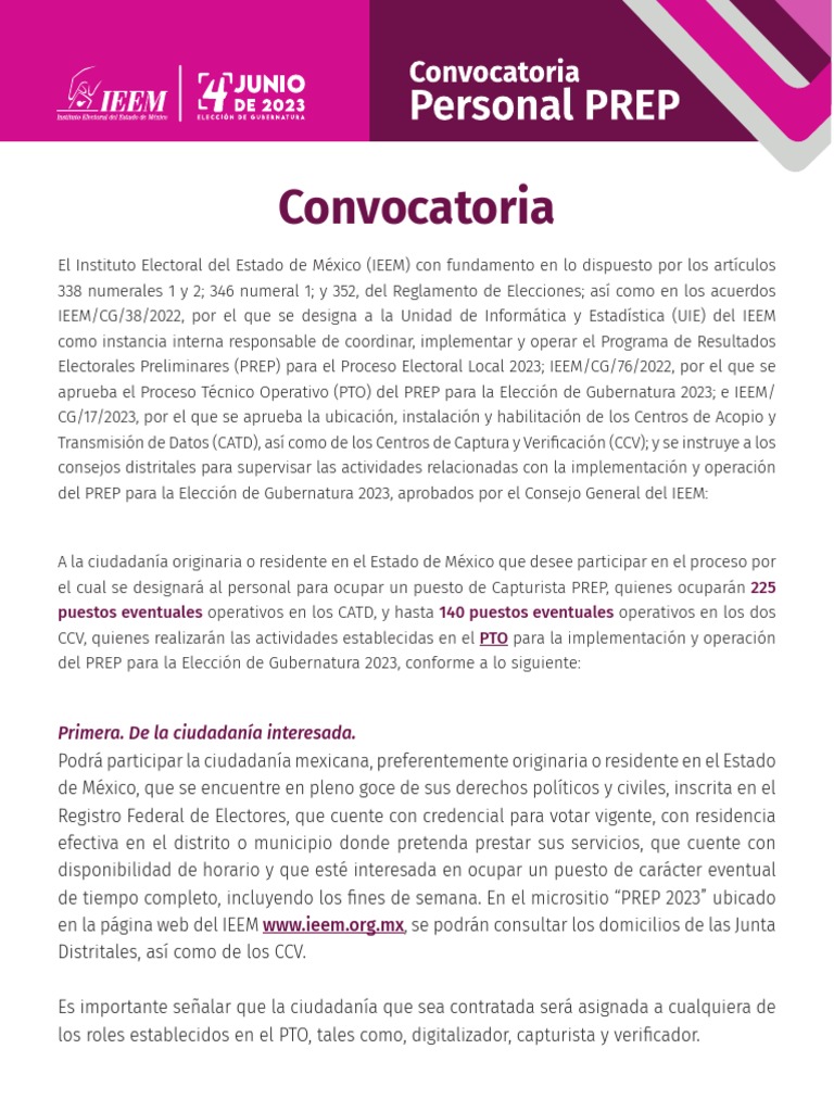 Convocatoria PREP 2023 IEMM | PDF | Software de la aplicacion | México