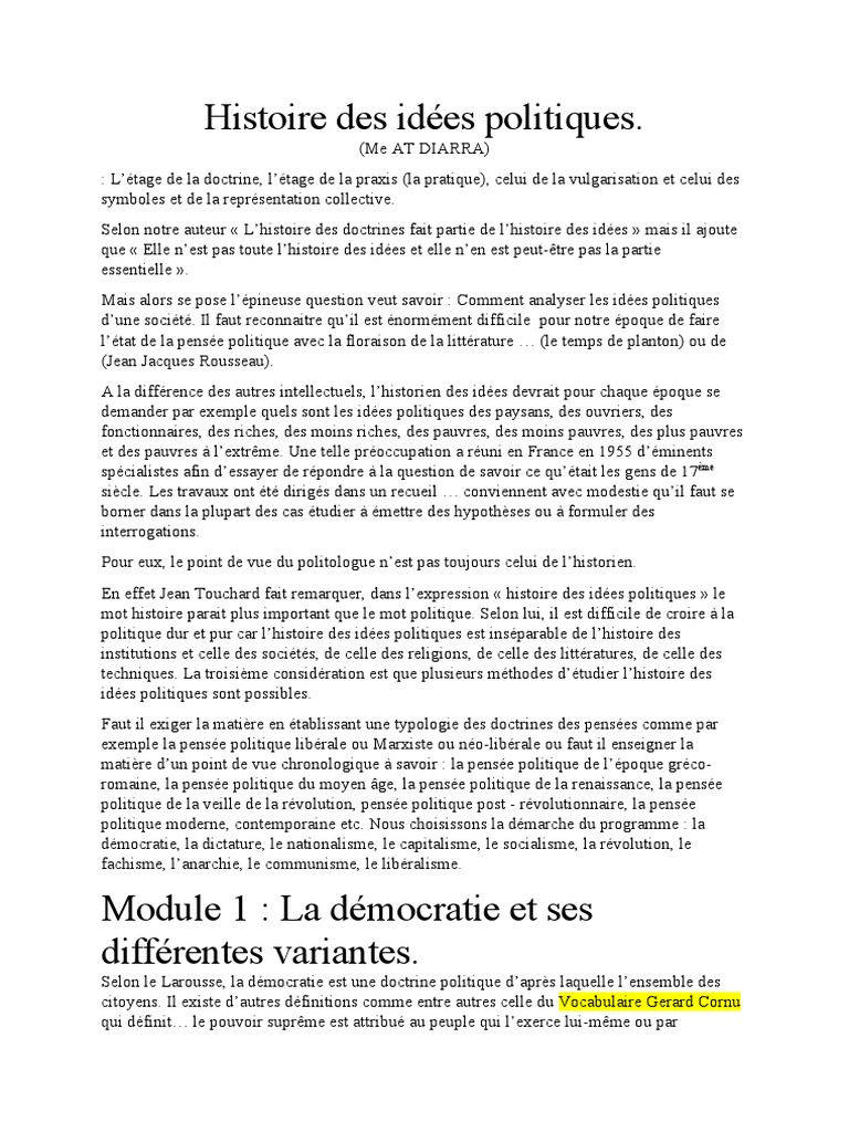 Histoire des idées politiques | CLADE.net
