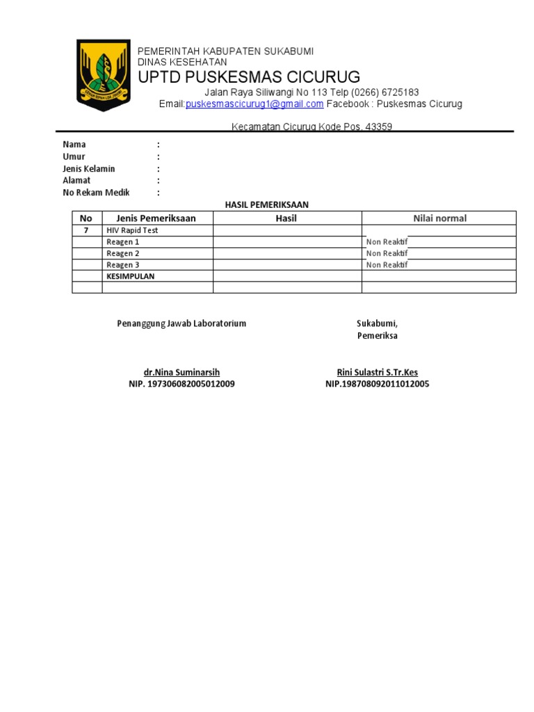 Form Hasil Hiv Pdf