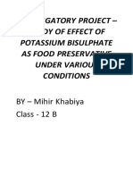 Effect of Using Potassium Bisulfate As Food Preservative Under Various Conditions