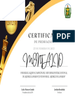 Certificado de Premiación Campeon Montalvo