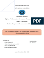 Les Conditions de Fonds de La Liquidation Des Biens Et Du Redressement Judiciaire