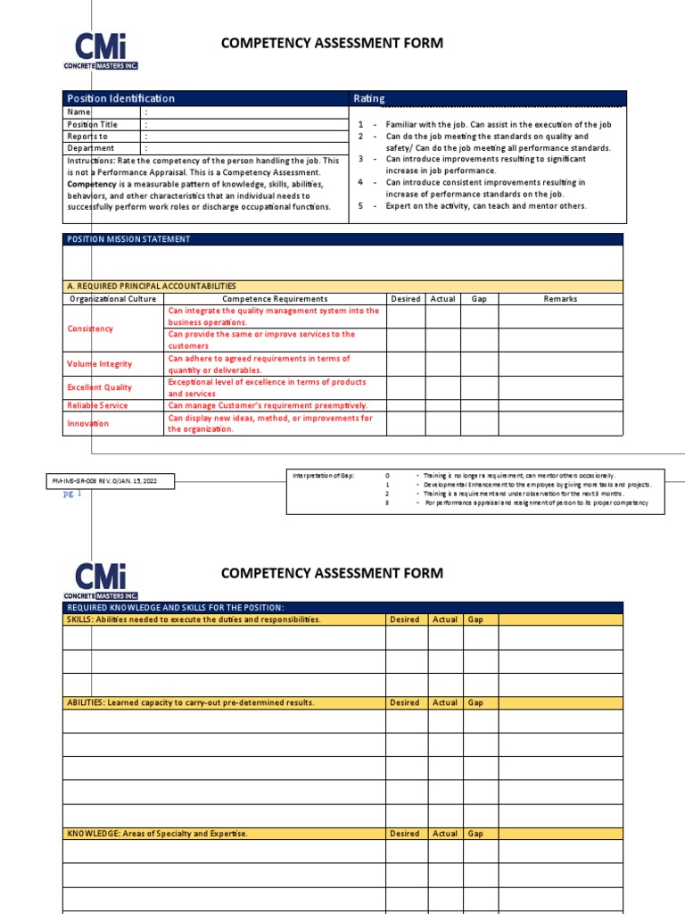 Competency Assessment Form Template | PDF | Competence (Human Resources ...