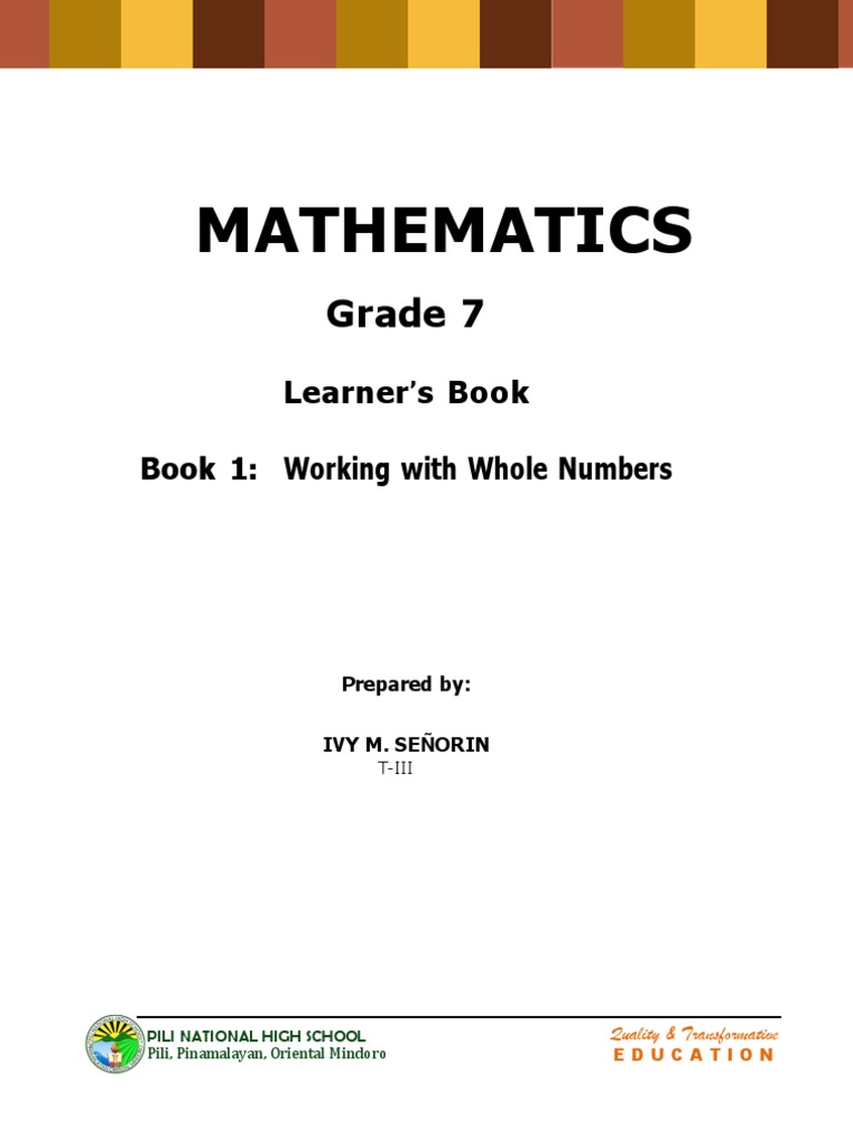 Grade 7 Whole Numbers Math Guide | PDF | Division (Mathematics ...