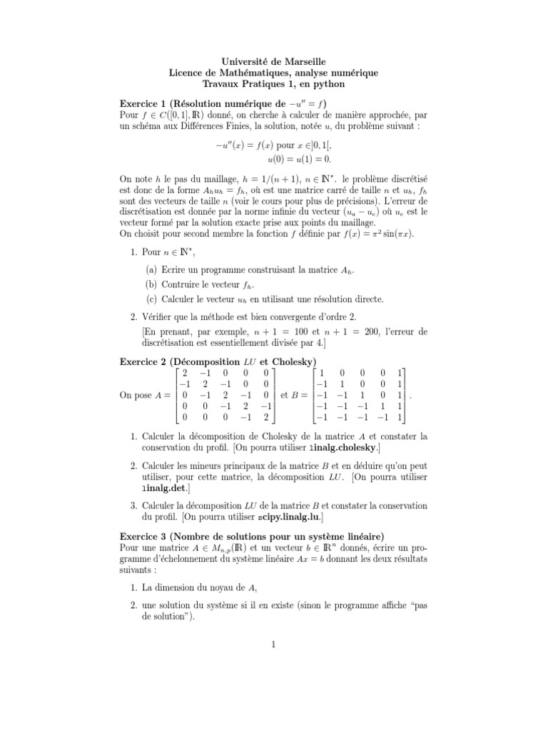 Résolution numérique en Python | PDF | Analyse numérique | Matrice ...