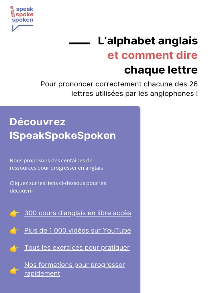 Alphabet En Anglais Exercices Pdf Alphabet Anglais PDF Ispeakspokespoken | PDF | Langue anglaise | Langue  française