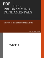 DFC20113 - Programming Fundamentals: Chapter 2: Basic Program Elements