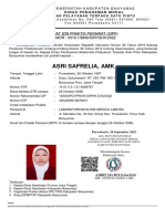Asri Safrelia, Amk: Surat Izin Praktik Perawat (Sipp) NOMOR: 0319.1/BMS/SIPP/B/IX/2022