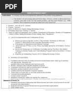 CS Form No. 212 Attachment - Work Experience Sheet