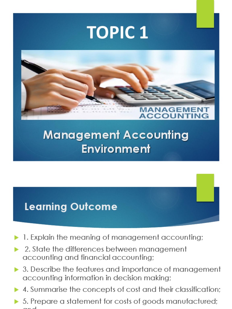 Topic 1 Management Accounting Environment Pdf Cost Management