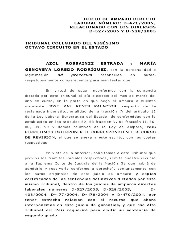 Recurso de Revisión, Amparo Directo | PDF | Caso de ley | Judicaturas